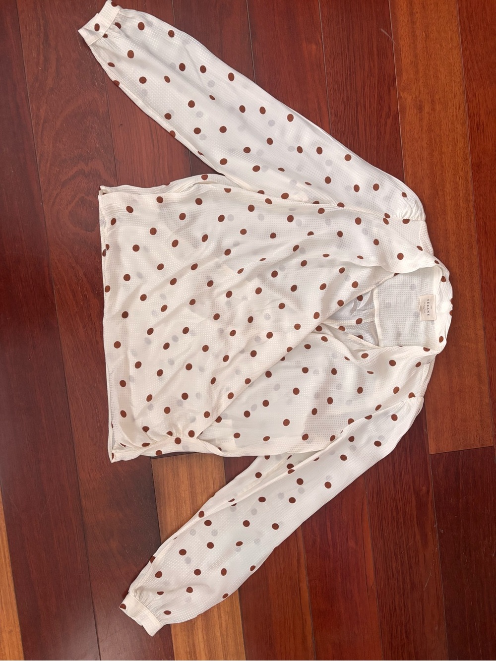 Sezane Abélia Blouse Ecru / Coffee Polka Dots - Size 4
